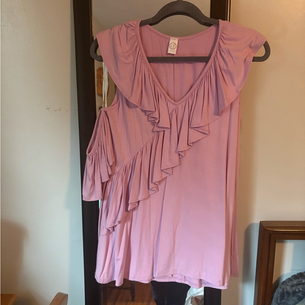 Elegant Pink Ruffled Women's Top